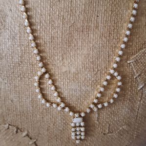 Vintage Milk Glass Art Deco Style Necklace